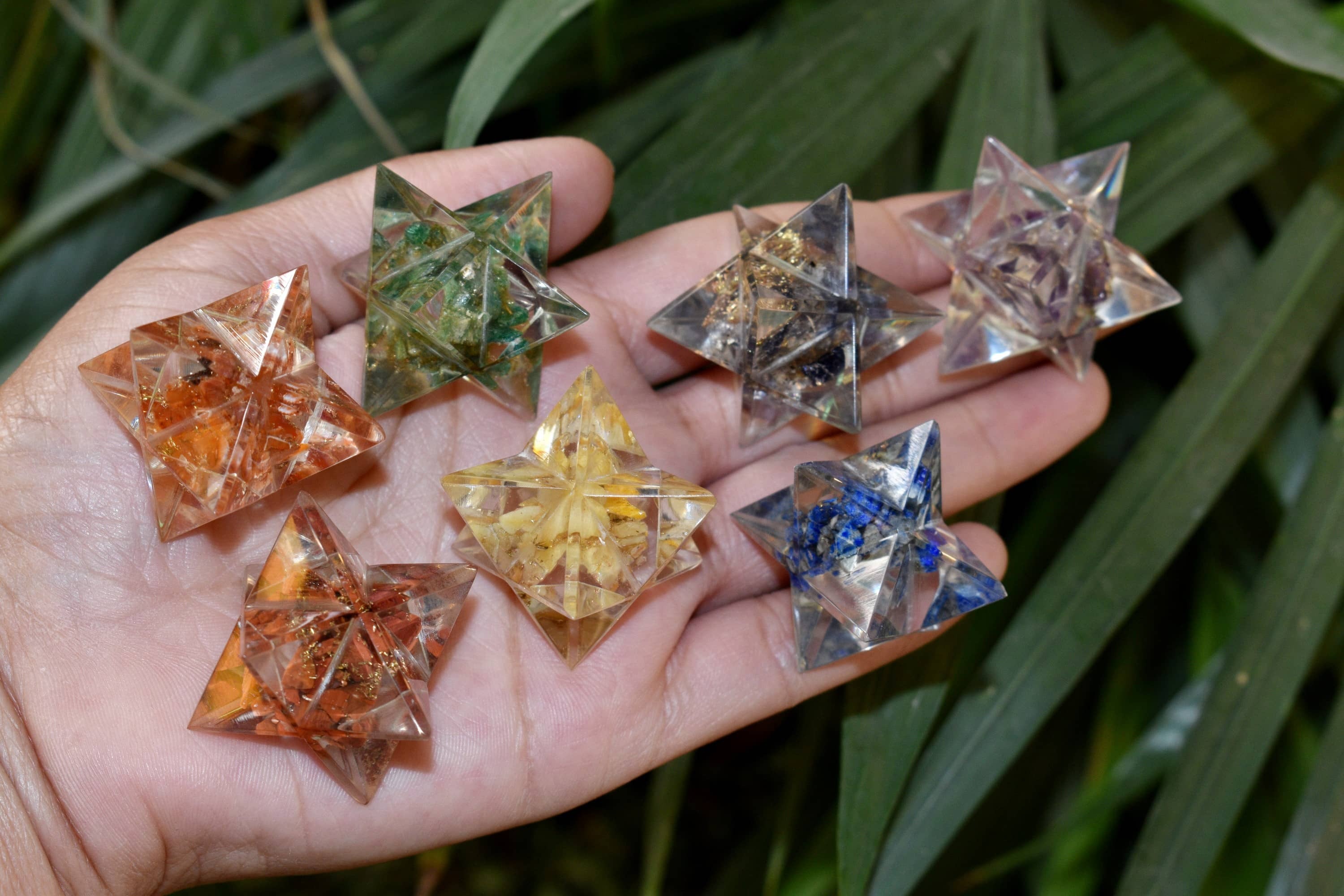 7 Chakra Stones Orgone Merkaba Set, 7 Chakras Crystals Gift Set