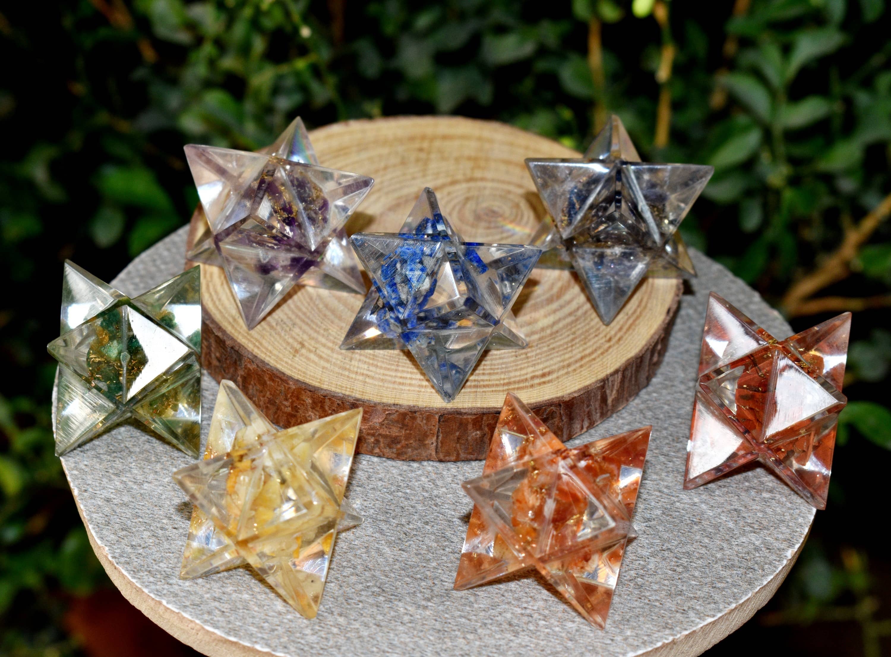 7 Chakra Stones Orgone Merkaba Set, 7 Chakras Crystals Gift Set