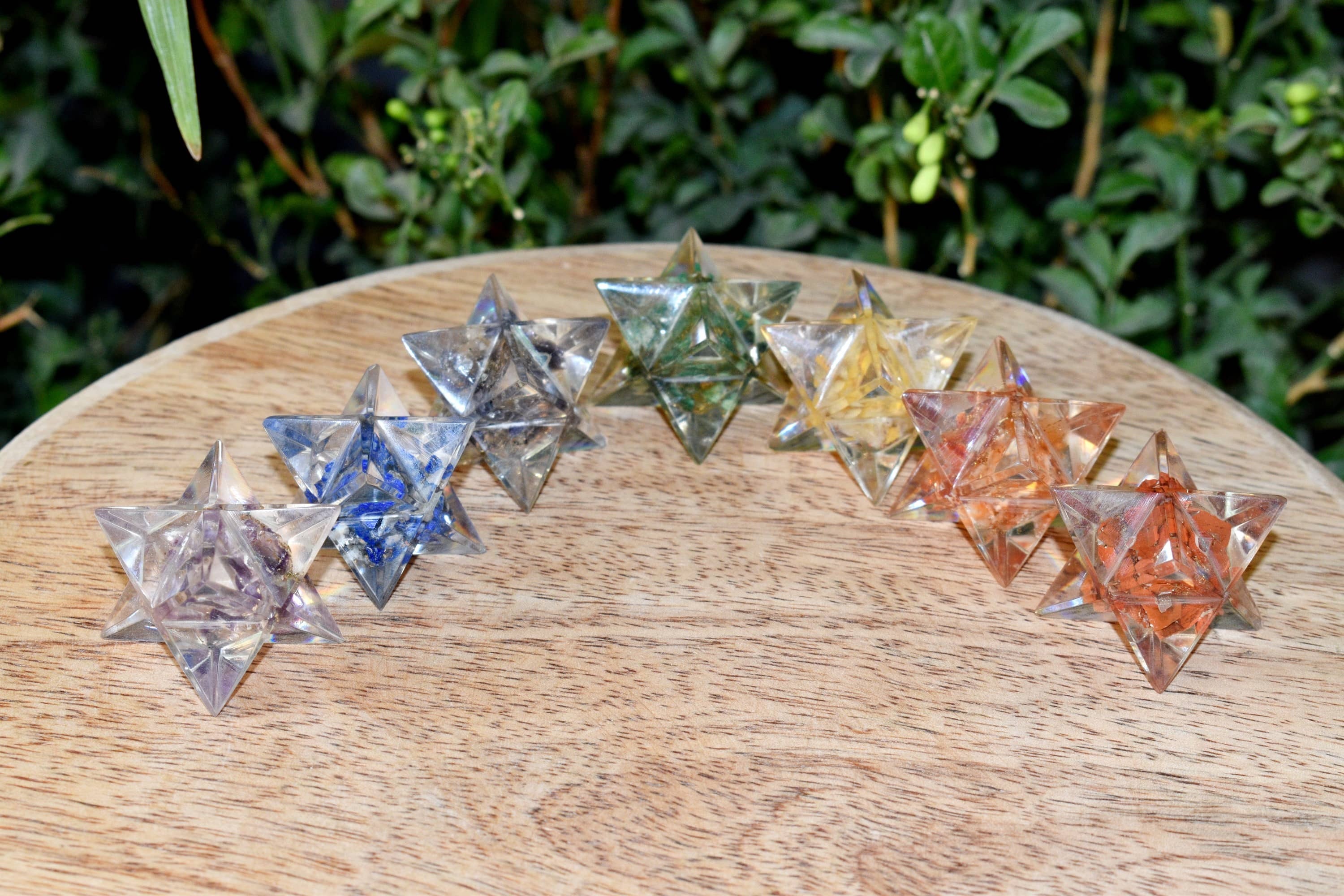 7 Chakra Stones Orgone Merkaba Set, 7 Chakras Crystals Gift Set