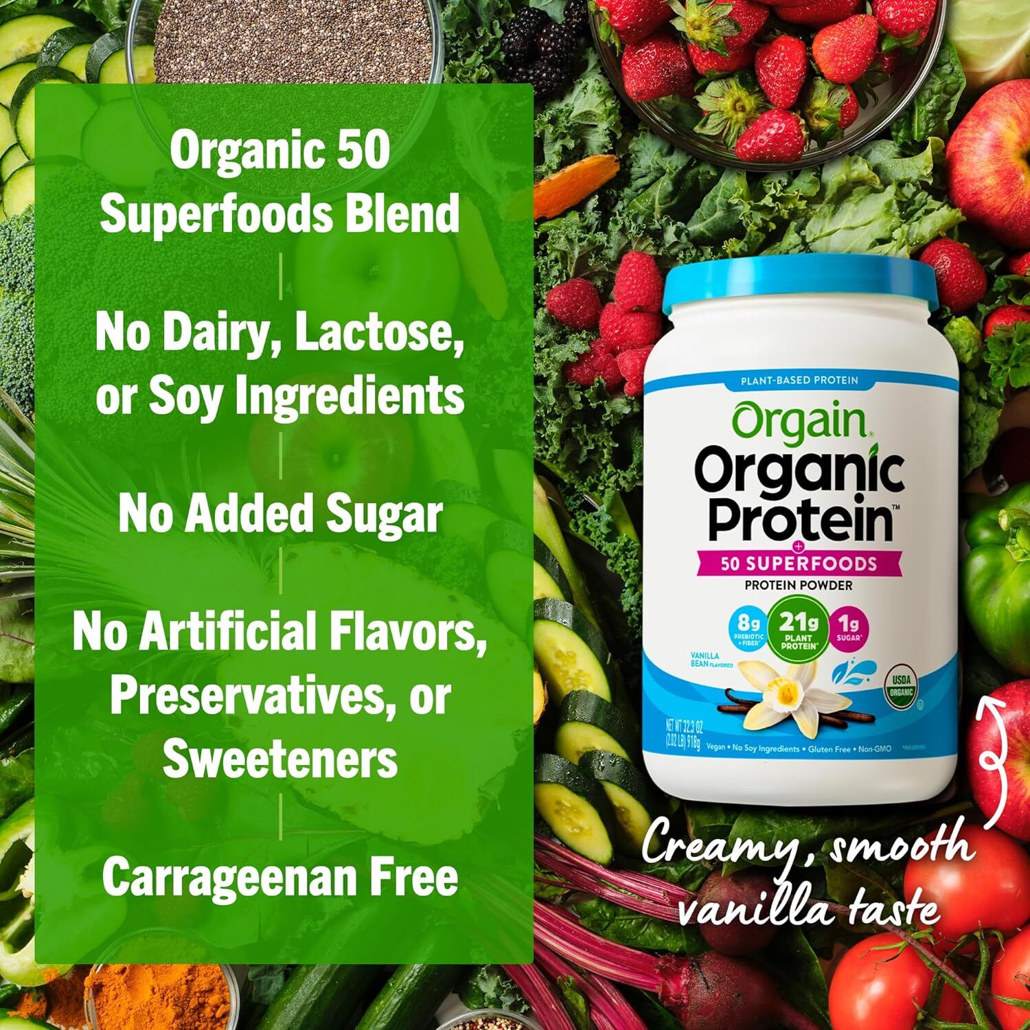 Orgain Organic Vegan Protein  50 Superfoods Powder