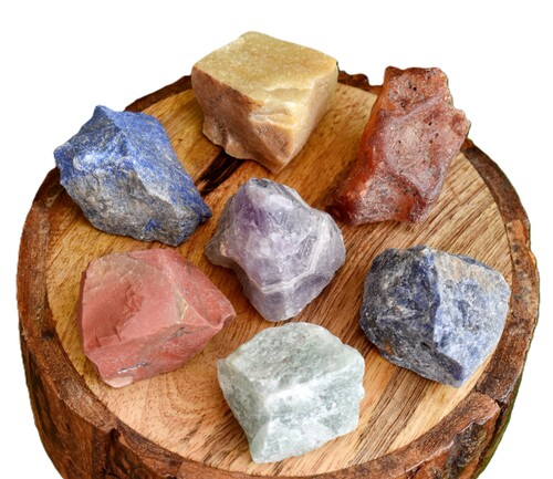 7 Chakra Stones Rough  Set, 7 Chakras Crystal Gift Set