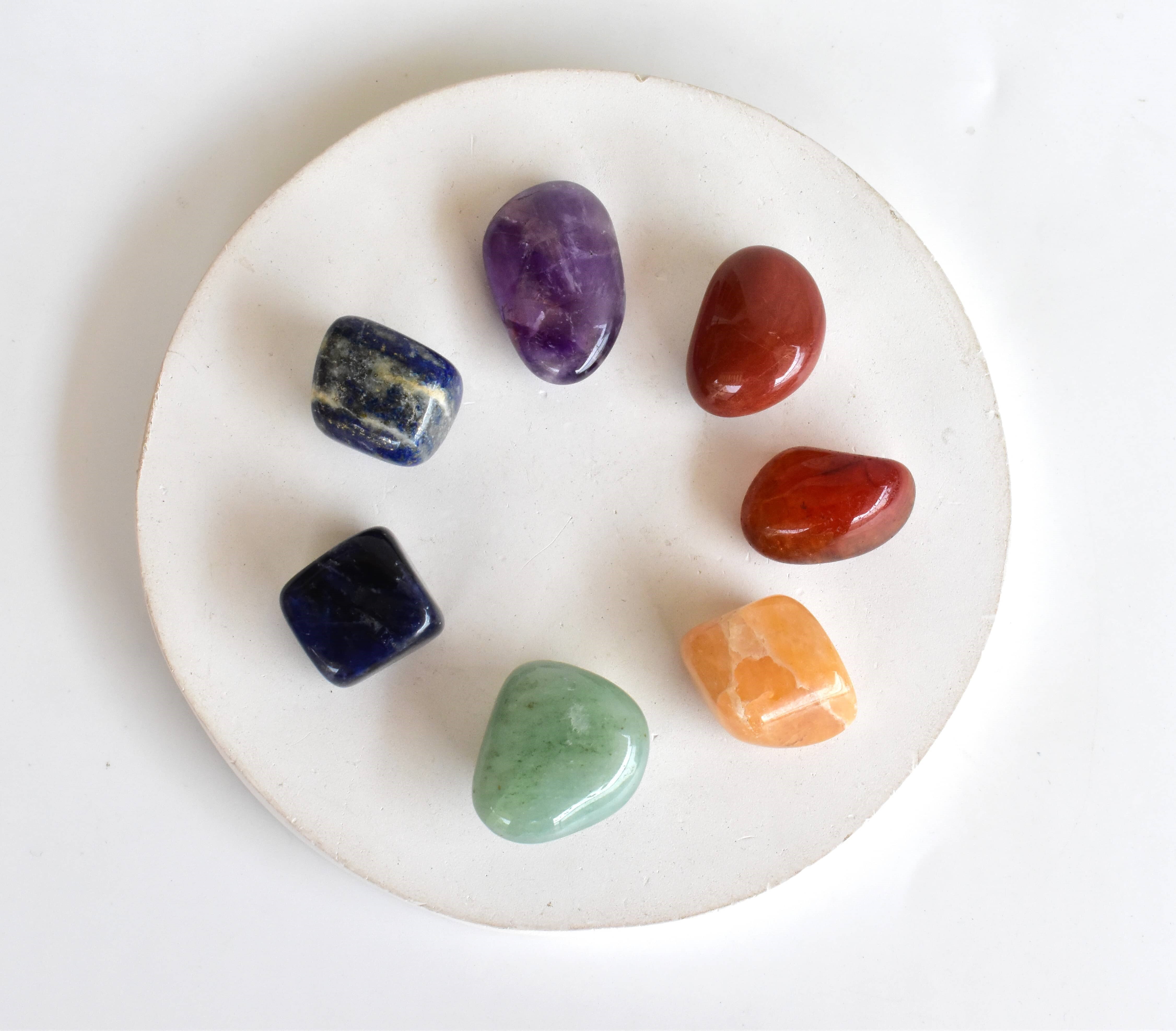 7 Chakra Tumbled Stones Set, 7 Chakras Crystal Gift Set