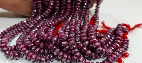 Natural Ruby Silverite Rondelle Faceted 8mm Beads strand 8 Inches Long