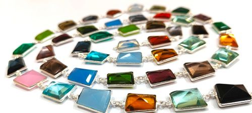 Multi Color Crystal Quartz Free Shape 14 to 15mm Bezel Chain Sold Per Foot