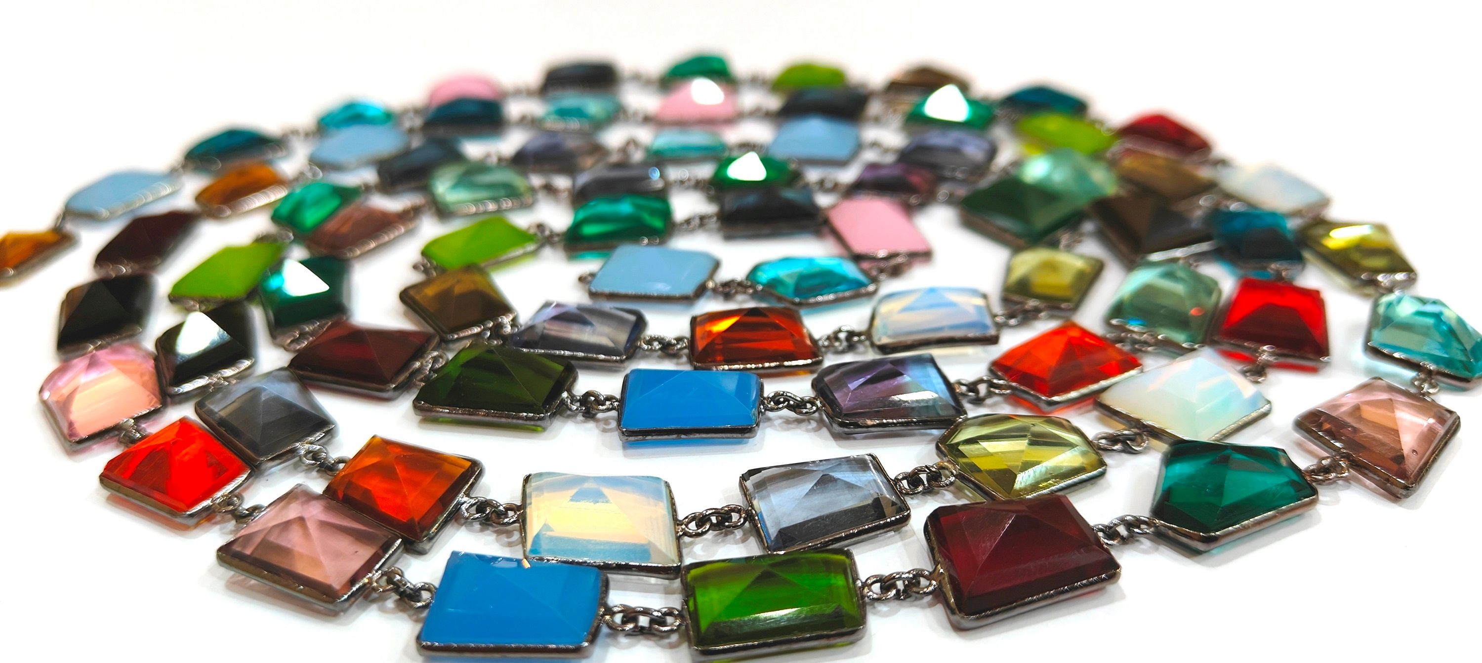 Multi Color Crystal Quartz Free Shape 14 to 15mm Bezel Chain Sold Per Foot