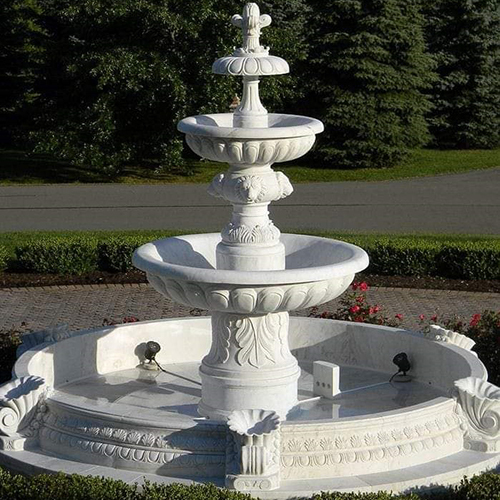 Hand Carved White Marble Fountain For Outdoor Decoration