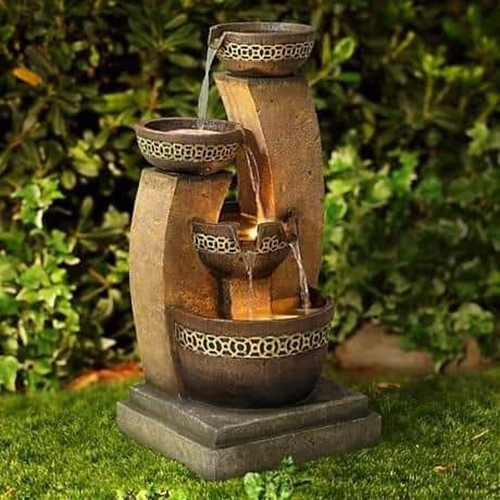 FRP Golden 4 Matki Fibre Waterfall 3 Feet Water Fountain