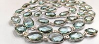 Aquamarine Quartz Oval Shape 12 to 15 mm bezel Chain Sold Per Foot