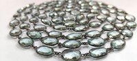 Aquamarine Quartz Oval Shape 12 to 15 mm bezel Chain Sold Per Foot