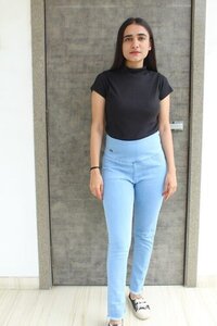 Cotton Lycra Leggings - Color: Blue