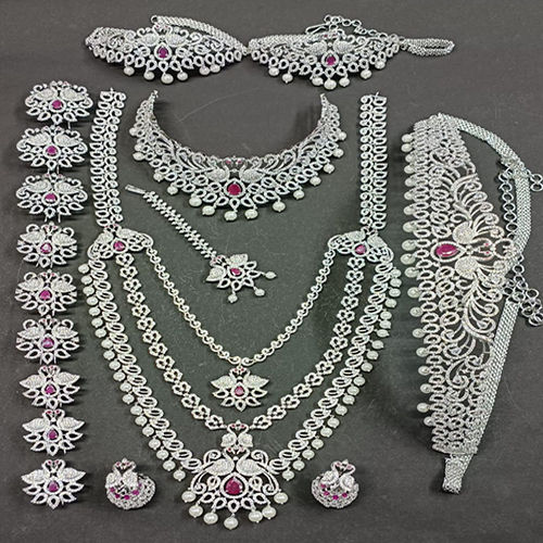 Three Step Peacock Design Fancy Bridal Jewellery Set