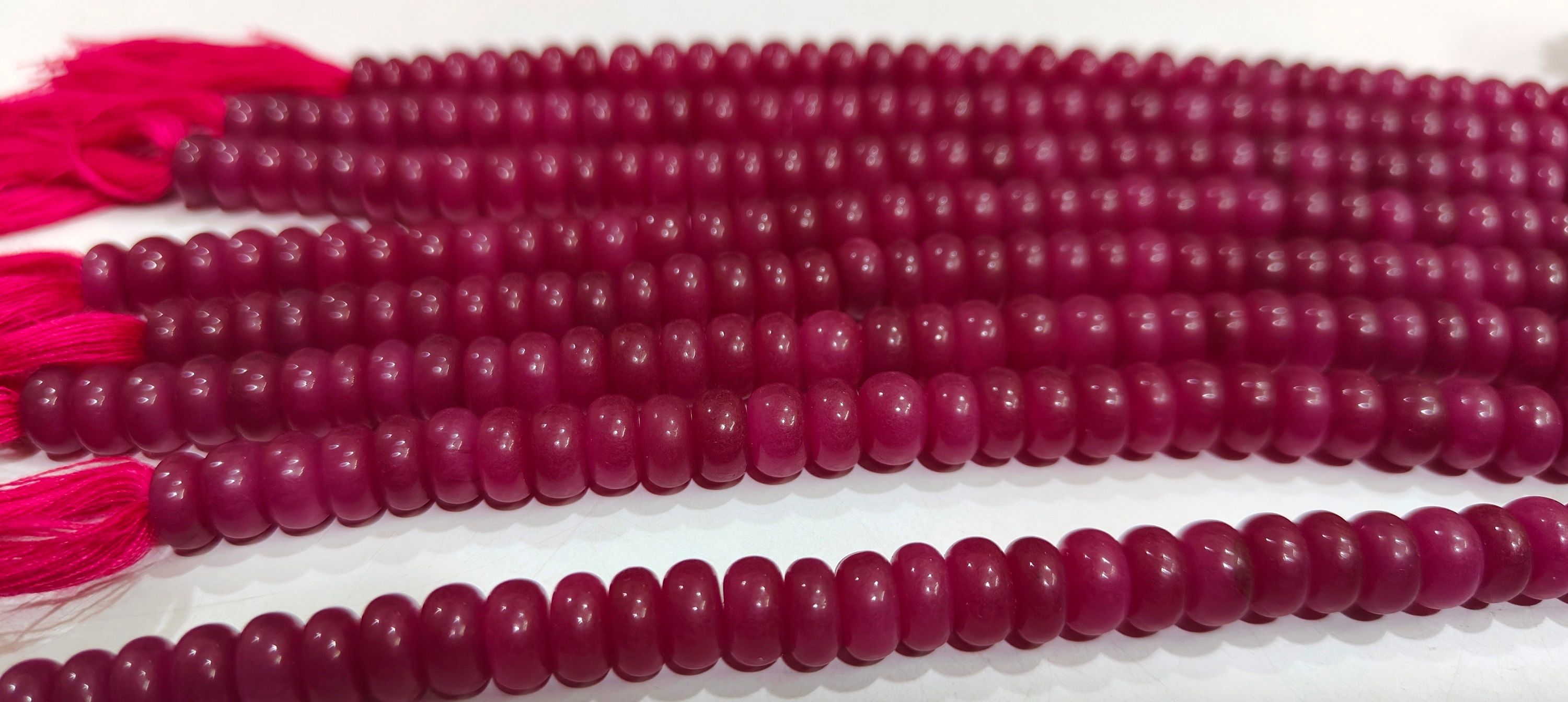 Ruby Jade Rondelle Plain 8mm Beads Sold Per Strand 8 Inches Long