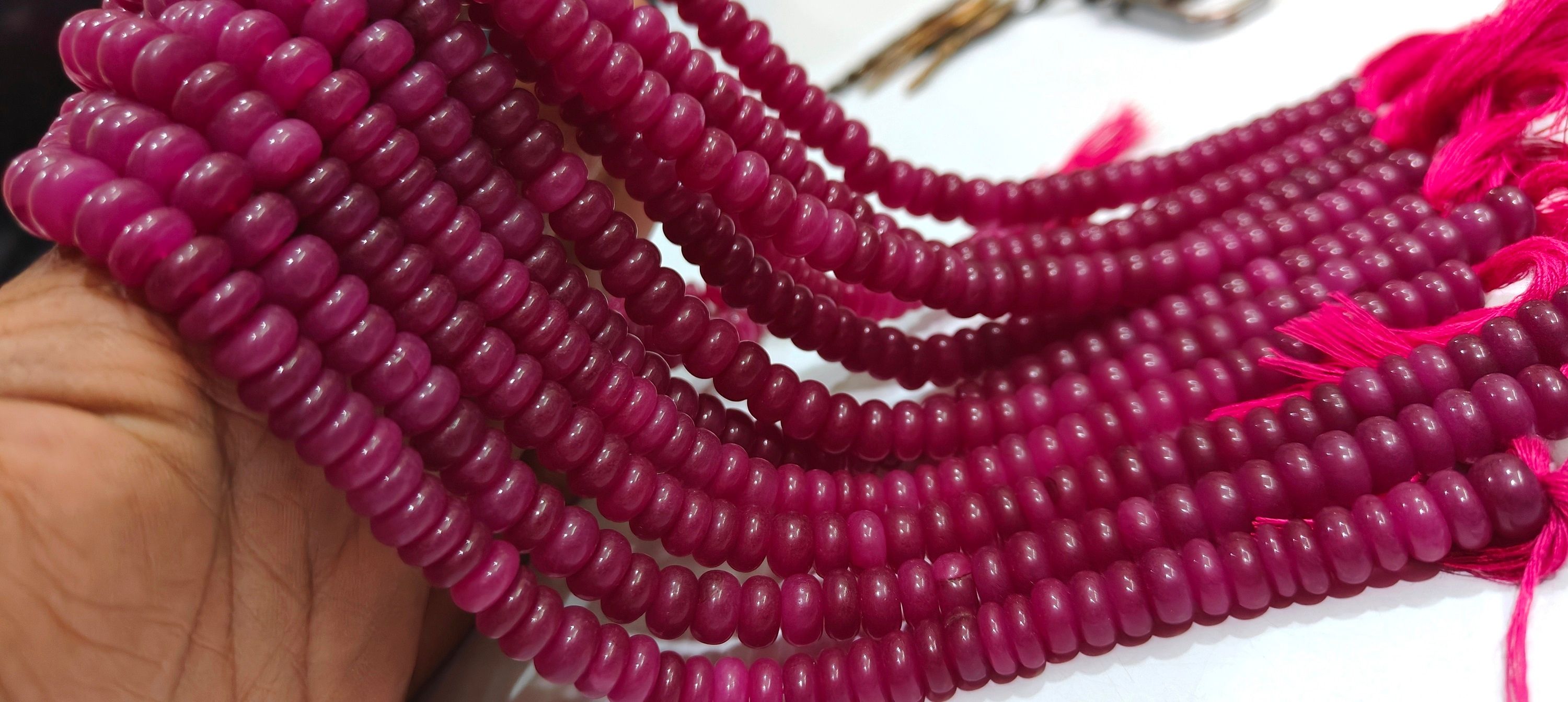 Ruby Jade Rondelle Plain 8mm Beads Sold Per Strand 8 Inches Long