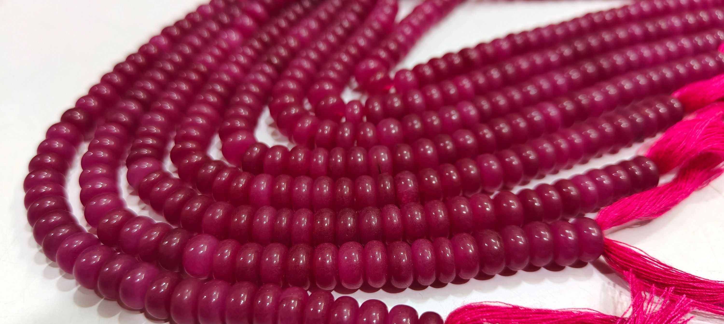 Ruby Jade Rondelle Plain 8mm Beads Sold Per Strand 8 Inches Long