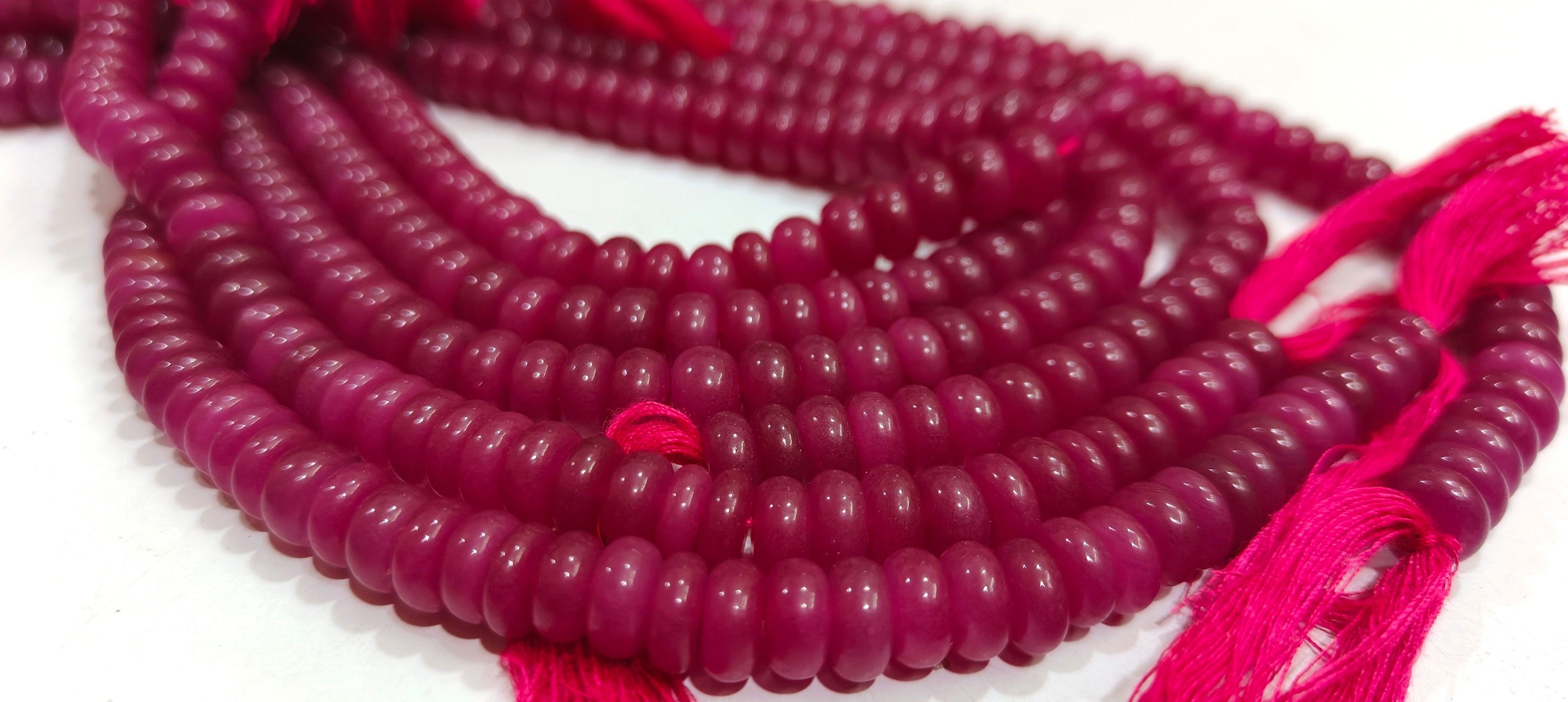 Ruby Jade Rondelle Plain 8mm Beads Sold Per Strand 8 Inches Long