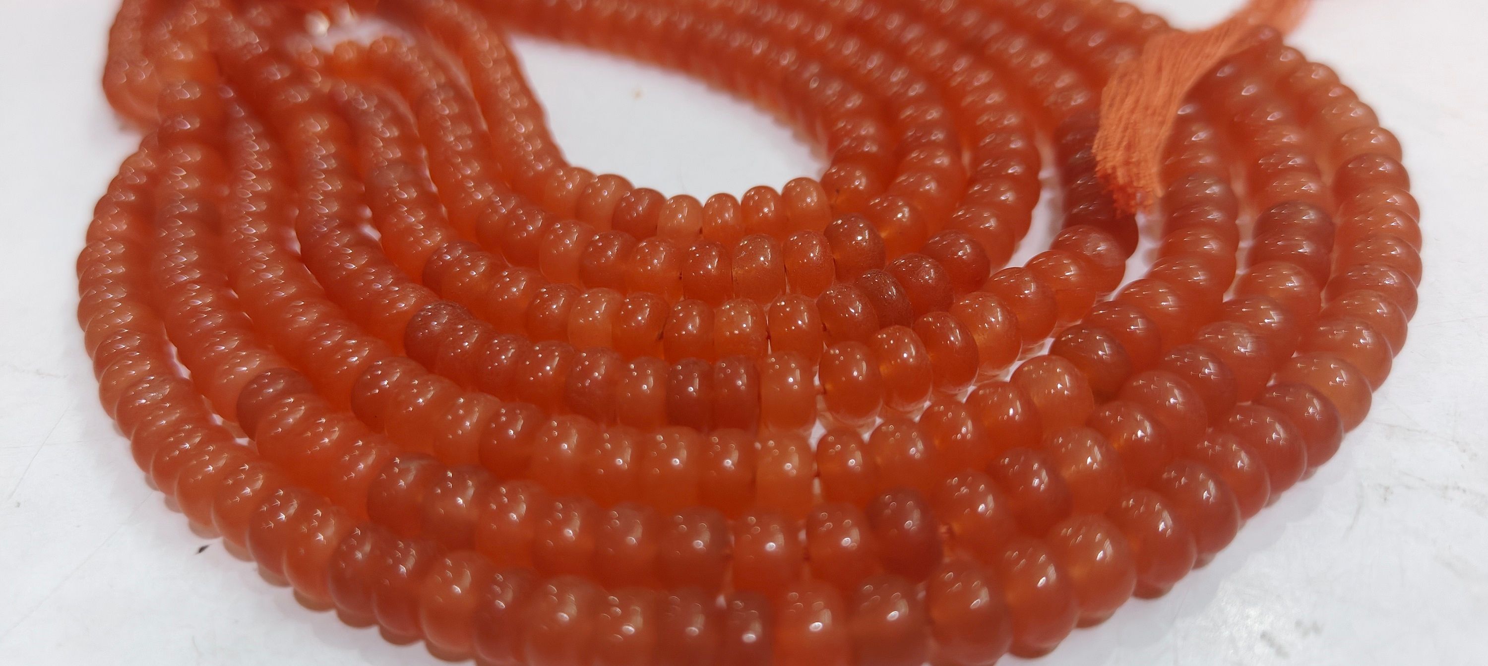 Natural Light Orange Chalcedony Rondelle Plain 6mm Beads Sold Per Strand 8'' Long