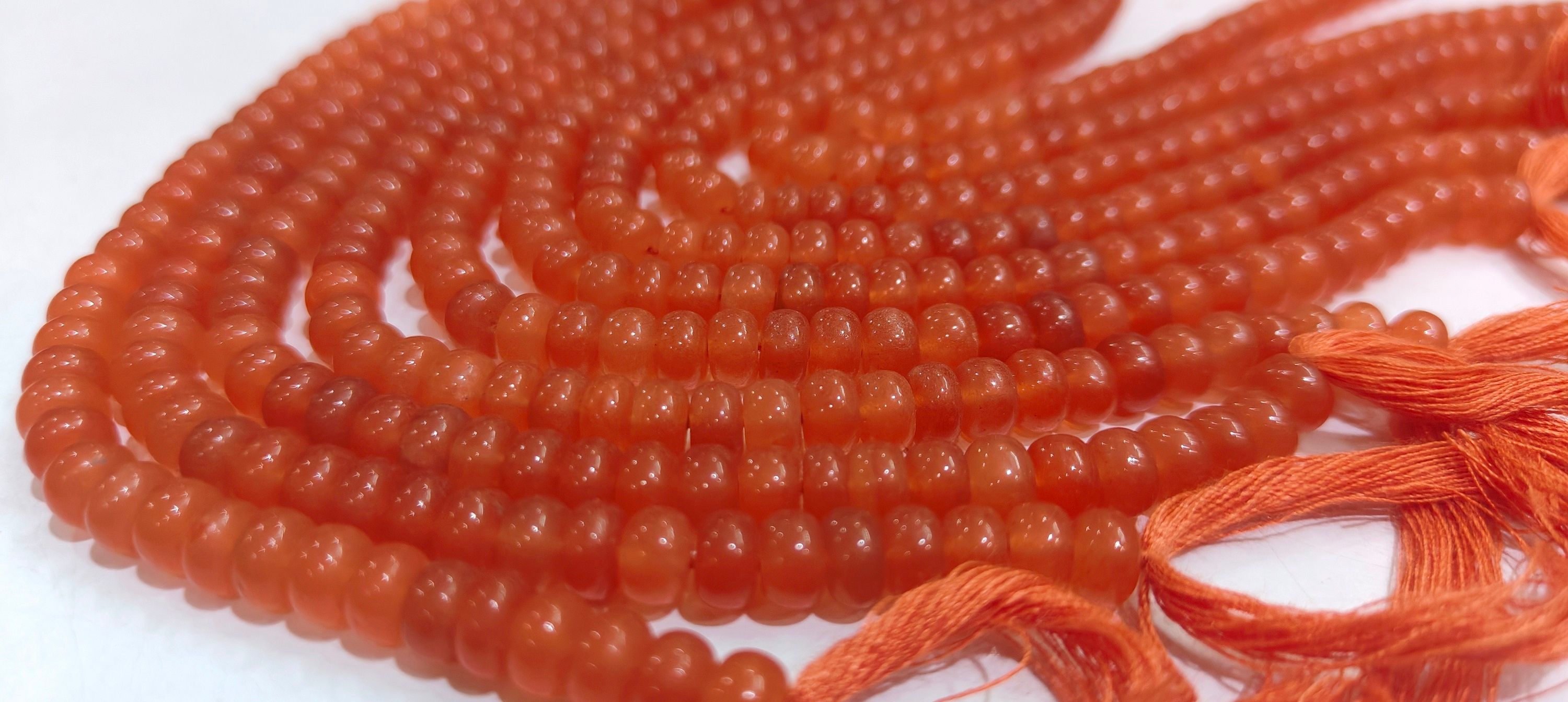 Natural Light Orange Chalcedony Rondelle Plain 6mm Beads Sold Per Strand 8'' Long