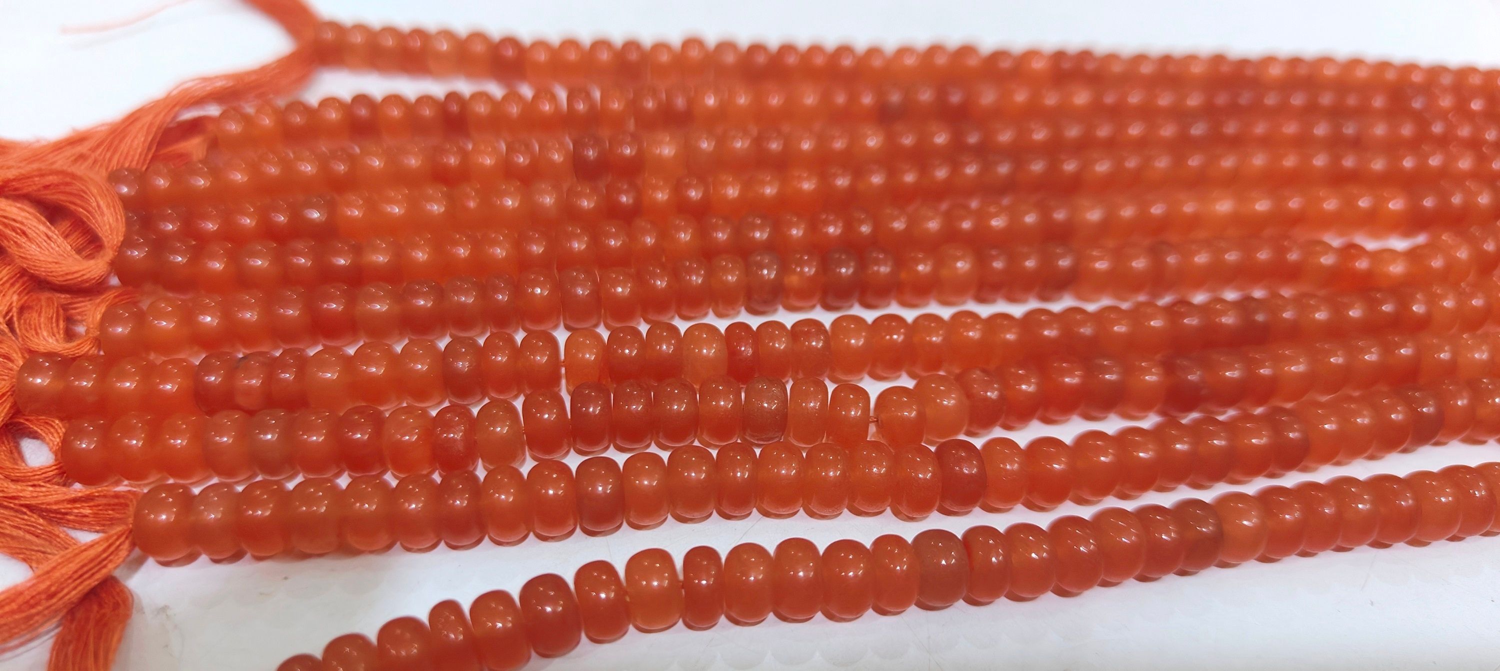 Natural Light Orange Chalcedony Rondelle Plain 6mm Beads Sold Per Strand 8'' Long