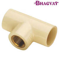 1x1-2 Inch Cpvc Brass Reduce Tee - Cpvc Material, 1" X 1/2" Size, Multicolor Design | Polished Finish For Industrial Plumbing Applications