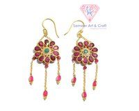 Ruby And Emerald Gold Plated Hoop Earring Set