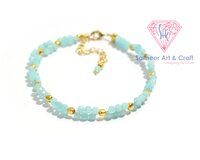 Amazonite Gemstone Gold Plated Handmade Adjustable Beaded Bracelet