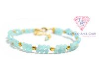 Amazonite Gemstone Gold Plated Handmade Adjustable Beaded Bracelet