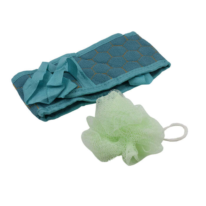 BATH SHOWER SET SCRUBBER LOOFAH SPONGE POUF, BATH BRUSH EXTRA LONG DUAL SIDED SCRUBBER LONG LASTING DEEP CLEAN SUPER SOFT