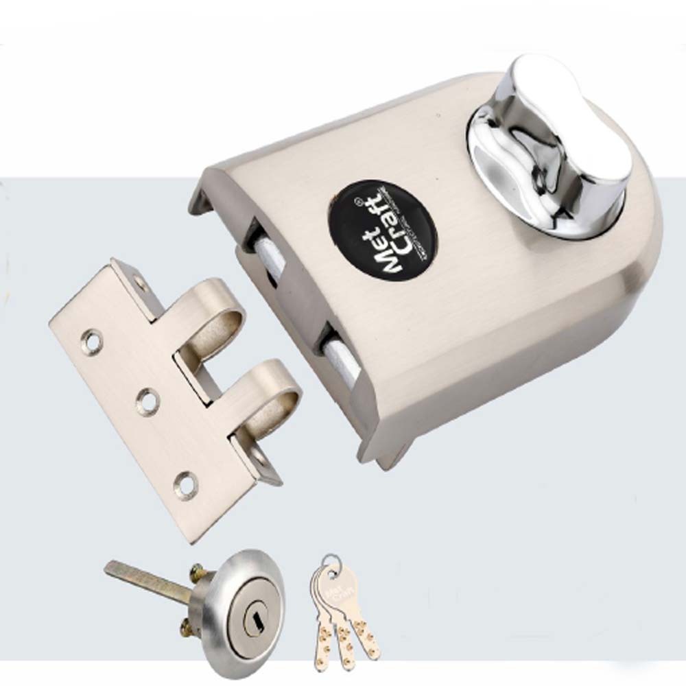 Met Craft Steel Ultra VertiBolt one Side Dimple Key Main Door Lock(Silver,Antique brass)