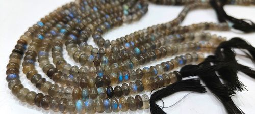 Natural blue Flashy Labradorite Rondelle Plain 4 to 8mm Beads Per Strand 8'' Long