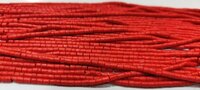 Natural Italian Coral Pipe Shape 3mm Beads Sold Per Strand 13 Inch Long - Beads Colour: Red