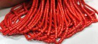 Natural Italian Coral Pipe Shape 3mm Beads Sold Per Strand 13 Inch Long