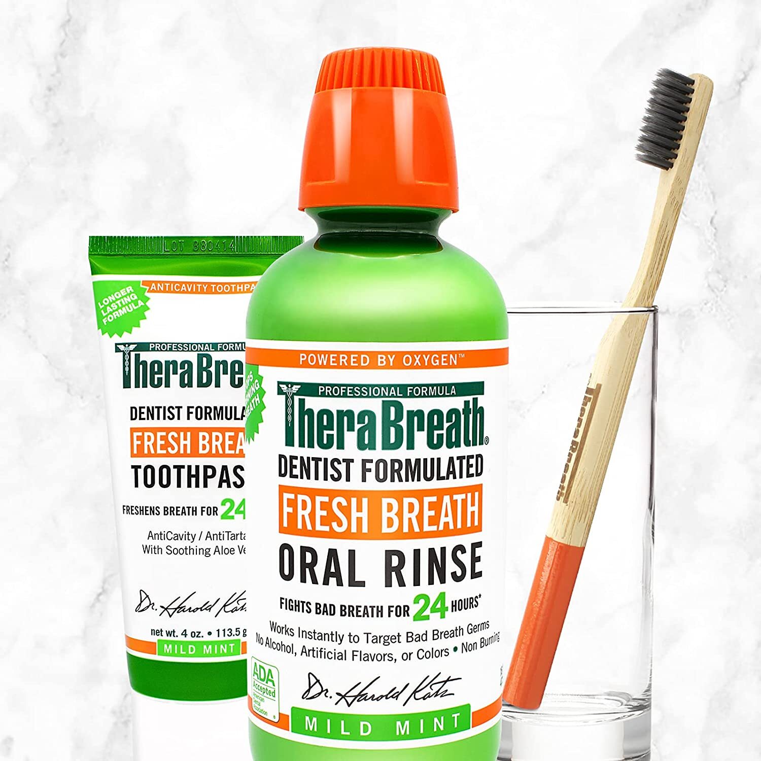 TheraBreath Dentist Recommended Fresh Breath Oral Rinse - Mild Mint Flavor, 16 Ounce (Pack of 2)