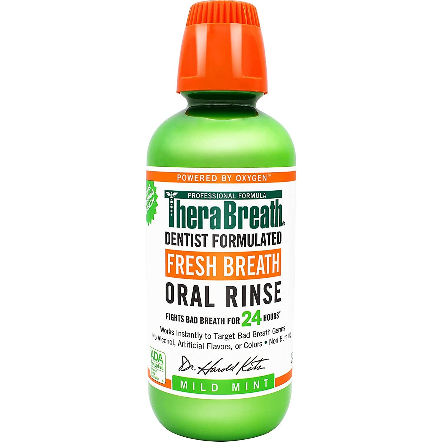 TheraBreath Dentist Recommended Fresh Breath Oral Rinse - Mild Mint Flavor, 16 Ounce (Pack of 2)
