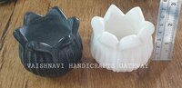 Handmade Makrana Marble Flower Shape Candle Holder For Diwali Decor