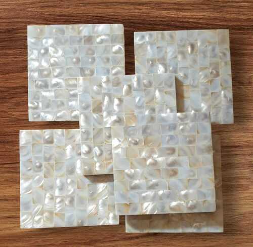 Latest Production Amazing Mother Of Pearl Square Shape Tea Coaster Set - Color: Natural