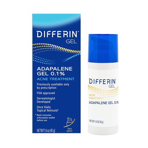 Differin Acne Treatment Gel, 90 Day Supply, 0.1% Adapalene, 45g Pump