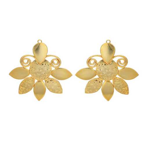 Big flower stud earring gold plated