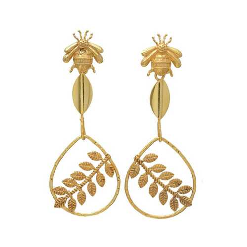 gold plated designer woman dangle earring set