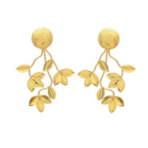 Designer Leafs golden earring set