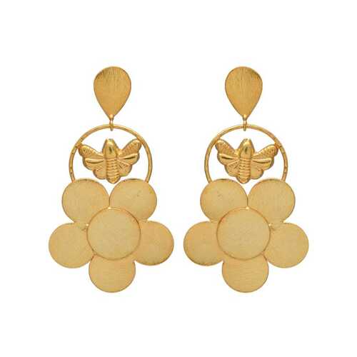 Brass beautiful flower and butterfly earring set