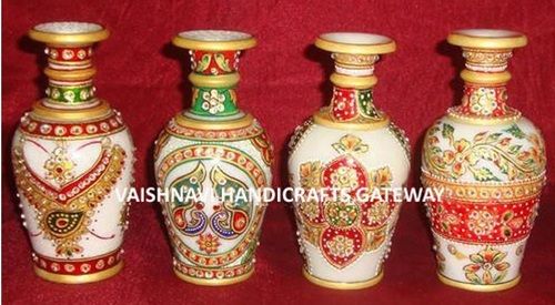 Indian Manufacturer And Exporter Marble Gold Painted Work Home And Hotel Decoration Flower Vase