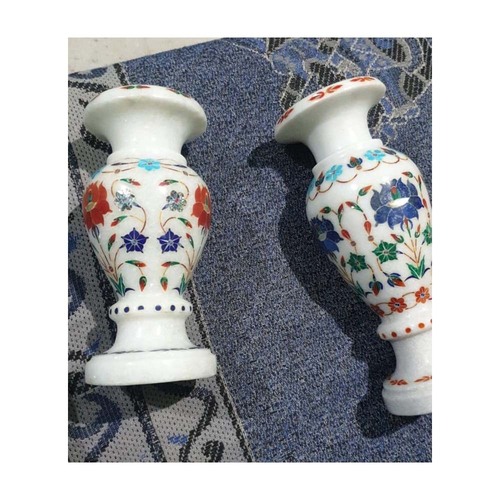 Unique Indian Handmade Marble Inlay Design Flower Pot For Gift And Home Decor