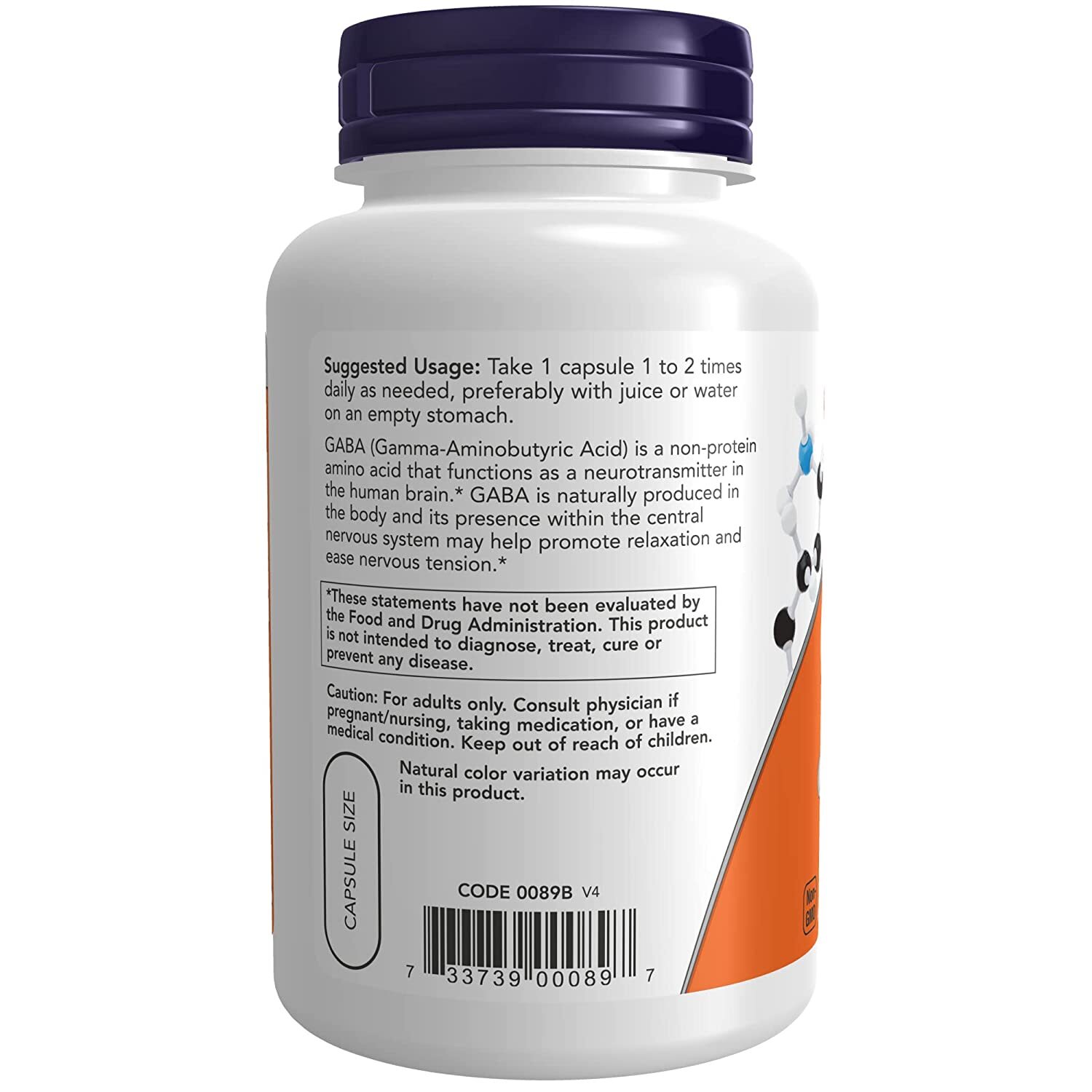 NOW Foods Gaba 750mg, 100 Vcaps