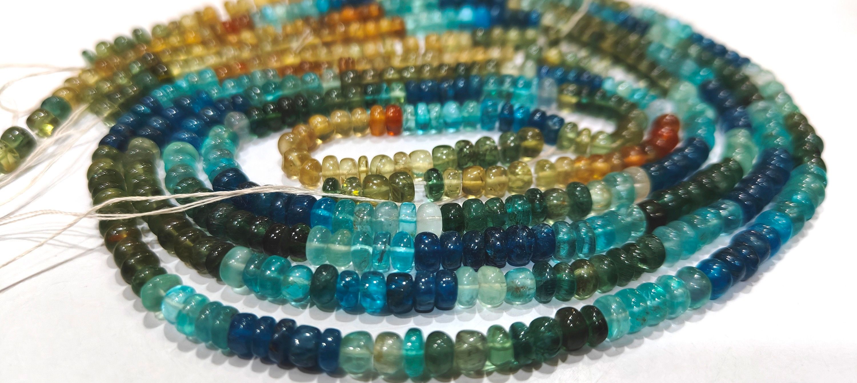 Natural Multi Apatite Rondelle Plain 4-5mm Beads Strand 14 inches long