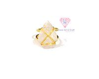 Raw Gemstone Arrowhead 925 Sterling Silver Adjustable Gold Plated Ring