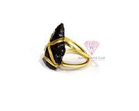 Raw Gemstone Arrowhead 925 Sterling Silver Adjustable Gold Plated Ring