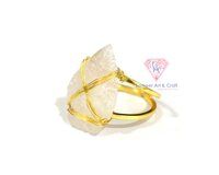 Raw Gemstone Arrowhead 925 Sterling Silver Adjustable Gold Plated Ring