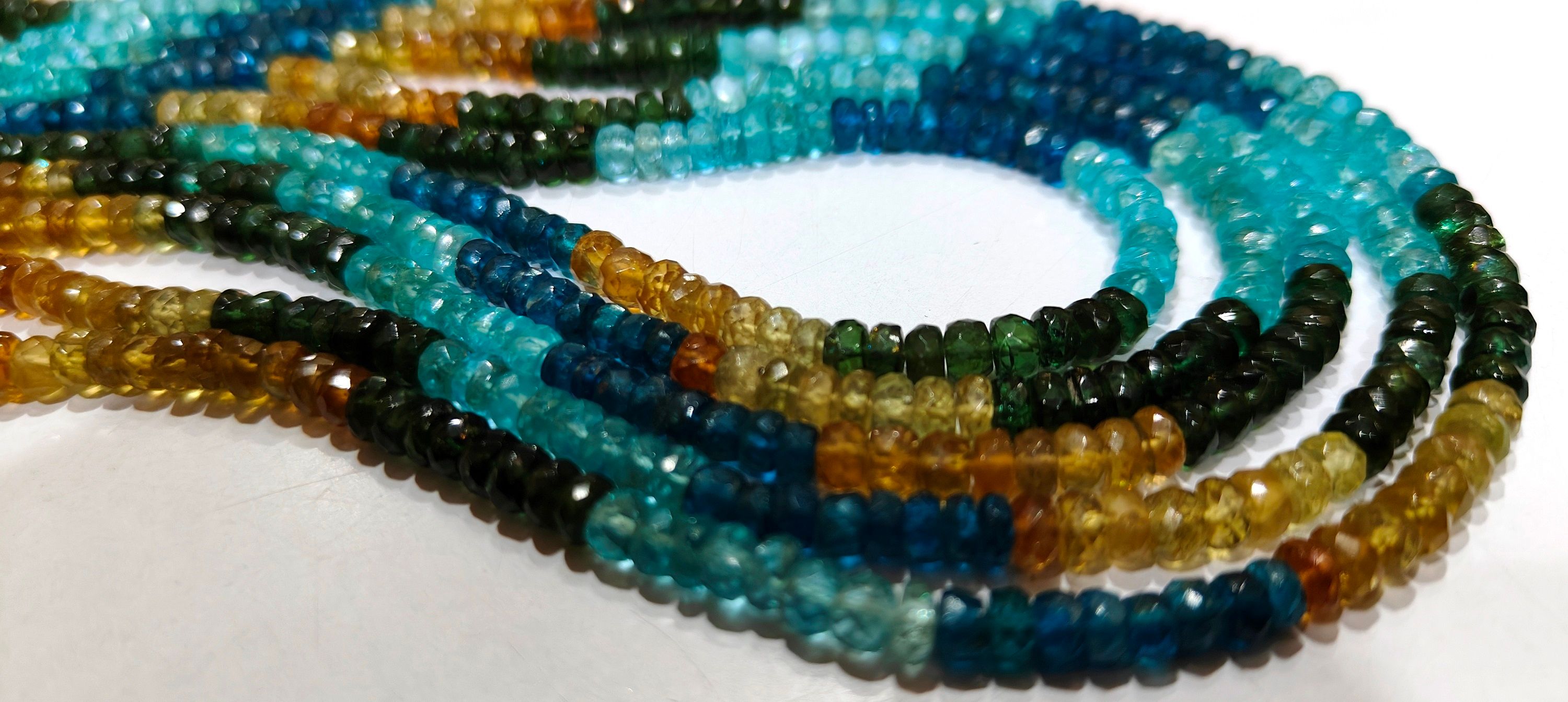 Natural Multi Apatite Rondelle Faceted 4-5mm Beads Strand 14 inches long