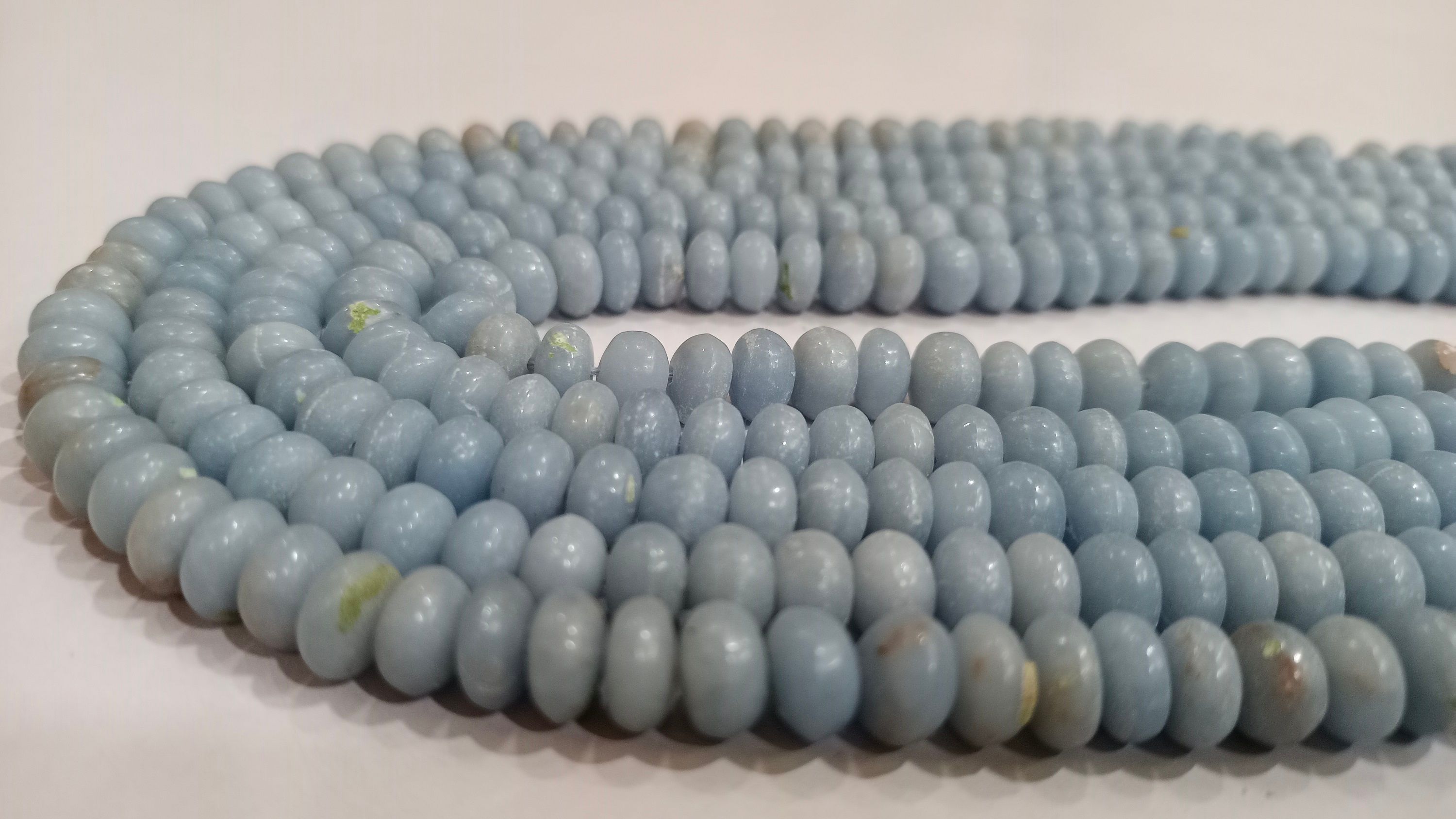 Natural Angelite Rondelle Plain 8mm Beads Sold Per Strand 8 Inches Long