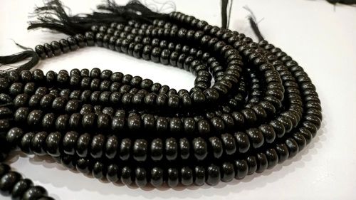 Natural Gemstone Black Obsidian Rondelle Plain Beads Sold Per Strand 8''Long